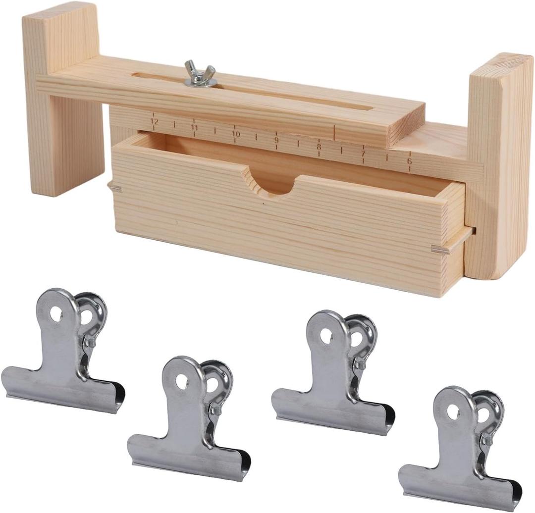 Restynic Paracord Jig Bracelet Maker, Wooden Jig Bracelet Maker with 4 Clips - Adjustable DIY Paracord Braiding Tool for Crafting, Weaving Bracelets, Belts & Keychains