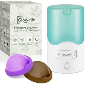 GLOWELLE Menstrual Disc and Sterilizer Set, Mini Period Disc/Cup Steamer Cleaner with 2 Soft Reusable Menstrual Discs-Tampon, Pad, and Cup Alternative for Women, Travel-Friendly