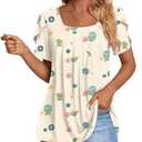 Anymiss Womens Spring Tunic Tops 2026 Summer Dressy Casual Blouses Square Neck Short Sleeve T Shirts, Large