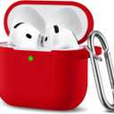 DaQin Compatible with AirPods 4 Case, Soft Silicone Full Protective Case Cover for Apple AirPods 4 Cases with Keychain, Compatible with AirPods 4th Generation Case Accessories for Women Men, Red