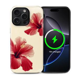 Case for iPhone 14 Pro Max, Magnetic Hybrid Shockproof Protective Phone Case with MagSafe Compatible Design, Hibiscus