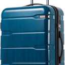 Coolife Luggage Expandable(only 28") Suitcase PC+ABS Spinner Built-In TSA lock 20in 24in 28in Carry on (Caribbean Blue., M(24in).)