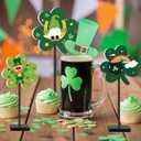 Yquqwn 3 Pcs St. Patrick's Day Decorations - Shamrock Wooden Sign Table Centerpieces, Lucky Irish Green Clover Freestanding Wood Signs for Home Kitchen Tiered Tray Decor, St. Patty's Day Party Gifts
