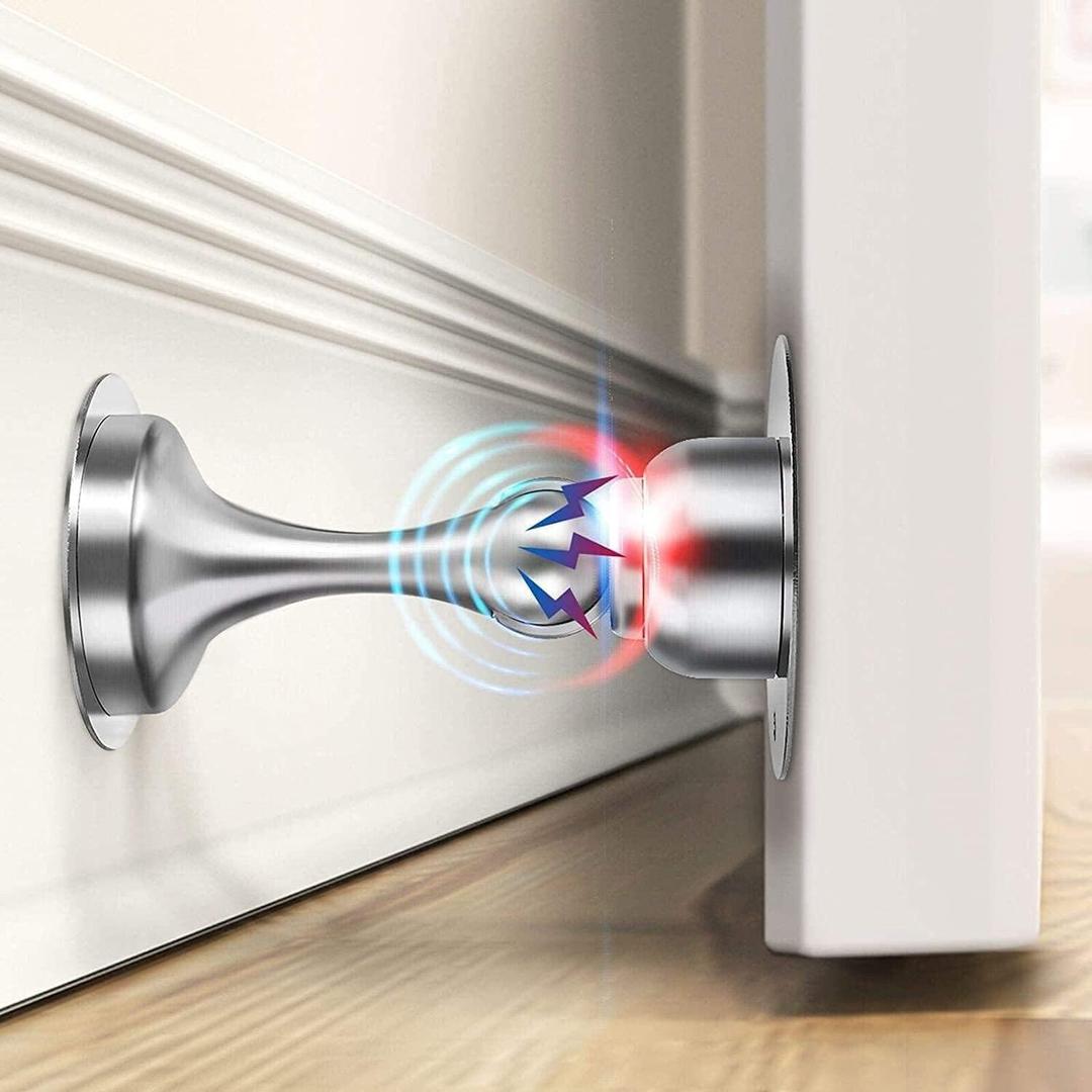 WINONLY Door Stopper, Magnetic Door Stop, Stainless Steel, Magnetic Door Catch, 3M Double-Sided Adhesive Tape, No Drilling, Screws for Stronger Mount, Hold Your Door Open, 1 Pack