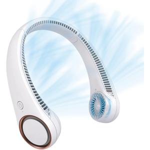 CIVPOWER Neck Fan: Portable Personal Neck Cooling Rechargeable Bladeless Fan - Hands Free 3 Speed 4000 mAh Battery USB Operated Wearable Headphone Design - for Men Women Outdoor Indoor (White)