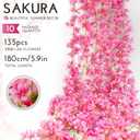 YRIOWMI 10PCS 59FT Artificial Silk Cherry Blossom Garland, Hanging Sakura Flower Vines for Wedding Party Home Arch Office Sakura Decor (Deep Pink)