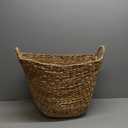 Deco 79 Seagrass Handmade Decorative and Functional Storage Basket Large Woven Basket Organizer with Ring Handles, Basket for Storage 20" x 18" x 19", Brown