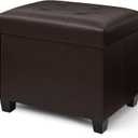 Ottoman with Storage, Rectangular Storage Ottoman, Faux Leather Ottomans with Legs for Living Room Bedroom Dorm, 23.6" D x 17.7" W x 19.9" H, Brown