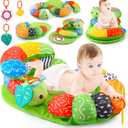 ARANEE 2-in-1 Tummy Time Mat & Seated Support Pillow Baby Toys 6-12 Months, Baby Tummy Time Toys Sit Me Up Floor Seat for Newborns and Older Babies, with Detachable Support Pillow and Toys (Green)