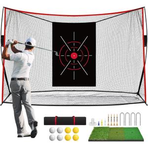 Bltend Golf Net: 10x7ft Golf Practice Nets for Backyard Driving Real Balls, Heavy Duty Golfer Training Net with Mat for Outdoor/Indoor/Garage/Basement Hitting Swing Chipping, Golfer Gift for Men Dad