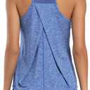 Aeuui Womens Workout Tops for Women Racerback Tank Tops Mesh Yoga Shirts Athletic Running Tank Tops Sleeveless Gym Clothes (Blue, S)