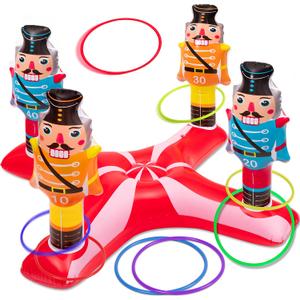 Christmas Games - Inflatable Nutcrackers Ring Toss Game for Adults, Gifts Indoor Outdoor Xmas Holiday Party Supplies Decorations