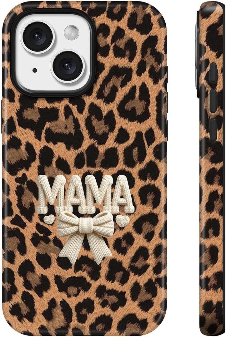 Lumen for iPhone 15 Case, Compatible with MagSafe, Leopard Print Mama Mama
