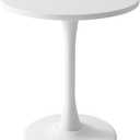 Modern White Round Dining Table 24 inch, White Tulip Round Table for Two People, Mid Century Round Coffee Table for Living Room and Kitchen