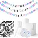 Giant Friendship Bracelet Banner DIY Customizable Birthday Garland with Foam Circles & Plastic Balls for Singer Celebration (Pink Blue Purple)