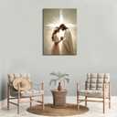 Jesus Praying with Woman Canvas Wall Art Jesus with Girl Painting Christian Cross Wall Decor Pictures God Poster Prints for Living Room Bedroom Church Home Decorations 16x24in Ready to Hang