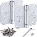 Satin Door Hinges Self Closing Hinge Auto Close Hinge Outlet Hardware Adjustable Spring Loaded Hinges 5/8" Radius Corner for Commercial Grade Self-Closing, UL Listed 3 Pack (4 IN)
