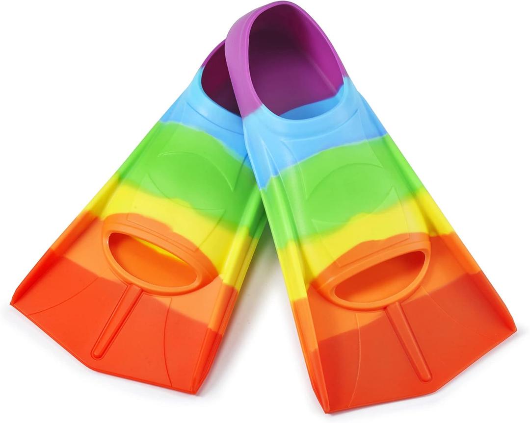 Kids Swim Fins,Short Youth Fins Swimming Flippers,Swim Training Fins for Lap Swimming,for Children Girls Boys Beginners (XS [US Kids 13.5-1.5])