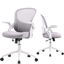 Home Office Chair, Mid Back Mesh Computer Chair, Ergonomic Desk Chair, Height Adjustable Rolling Swivel Task Chair with Flip-up Armrests and Lumbar Support, Gray