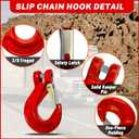 HENBOW 3/8" Clevis Slip Hook and Chain Connector Link,G80 Tow Trailer Safety Hook and Hammerlock Coupling Link,6900Lbs Working Load Limit for Lifting&TowingRed(2 Hooks and 2 Connector Link)