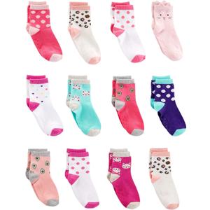 Simple Joys by Carter's Baby Boys' 12-Pack Socks (Animal Print/Avocados/Cat/Dots), 2-3T