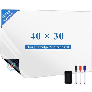 Magnetic Fridge White Board Paper, 40" x 30" Large Dry Erase Board Sheet for Organizer and Planner, Kitchen Refrigerator Whiteboard for Family to-do List, Includes Markers and Eraser
