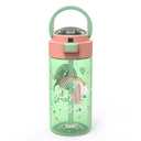 Zak Designs Genesis 18 ounce Reusable Plastic Water Bottle with Push-button lid, Unicorns