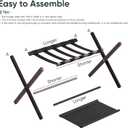 Smart FENDEE Luggage Rack, Folding Luggage Rack for Guest Room, Brown Bamboo Suitcase Stand Holds up to 131 lb, Luggage Stand with Storage Shelf for Hotel, Bedroom (1 Pack)