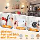 Battery Operated Wall Sconces Set Of Two, Wireless Battery Wall Light With 10000mAh RGB Rechargeable Magnetic Bulb, Rechargeable Wall Sconce With Remote Control For Bedroom, No Electrician Required
