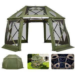 VEVOR Pop Up Gazebo Screen Tent, 13 x 13 ft Large High 13-Sided Camping Canopy Tent with Removable Top & Carry Bag, Quick Set & Bite-Proof Mesh Screen Sun Shelter for 10-12 Persons Backyard Patio