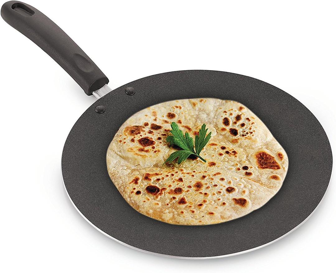 Roti Pan Non-Stick Chapati Tawa Roti Tawa Paratha Tava Aluminum Griddle 2.6 MM with Free Wooden Spatula and Scrubber Thickness (275MM)