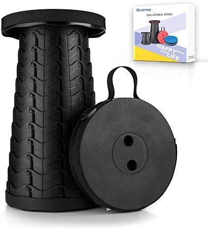 Boreeman Upgraded Folding Stool Lightweight Yet More Sturdy with Load Capacity 400lbs Portable Collapsible Stool for Camping Fishing Hiking BBQ (Black)