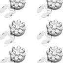 Jerler 6 Pcs 17mm Sliver Rhinestone Button Covers Crystal Embellishments Sew on Clothing DIY, Silver Crystal Detachable Decorative Clips (Silver Button-2, Medium)