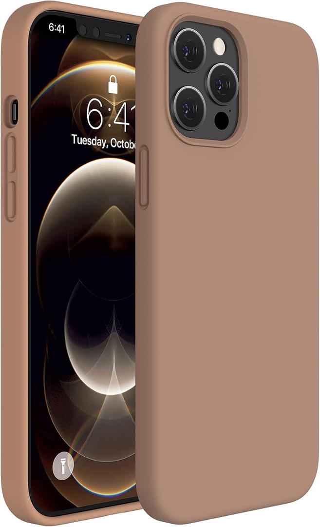 Miracase Compatible with iPhone 12 Pro Max Case, [Soft Anti-Scratch Microfiber Lining], Liquid Silicone Case Gel Rubber Shockproof Drop Protection Phone Case for 12 Pro Max, Chocolate