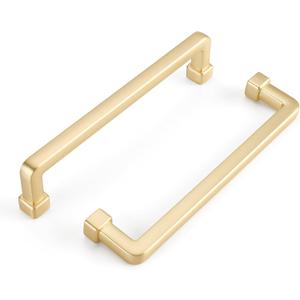 Haliwu 6 Pack/ Gold Cabinet Pulls, Gold Kitchen Cabinet Handles Brushed Gold Cabinet Pulls 5 inch, Square Gold Cabinet Hardware Pulls, Brass Cabinet Pulls for Dresser and Drawer