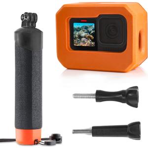 FitStill Floaty Soft Foam Case&Floating Hand Grip Stick Set for Go Pro Hero 13/12/11/10/9 Black,Snorkeling Surfing,Wakeboarding Protective Cage housing Shell Cover Action Camera Accessories Kit