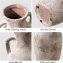 Ceramic Flower Vase with Handles,12" Neutral Tall Clay Terracotta Vases Farmhouse Table Vases with Handle Living Room Decor Rustic Pottery Pots for Home Shelf Coffee Dining Desk Fireplace