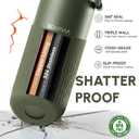 Insulated Stainless Steel Water Bottles with Straw, Wall Vacuum Insulated Water Bottle for Gym Traveling Camping Hiking Outdoor Activity(2 Cleaning Brushes+1 Carabiner, 18 oz Green)