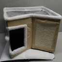 petizer Cat Bed for Indoor Cats, Large Covered Cat House with Scratch Pad, Foldable Cat Cave Bed & Hideaway Cube with Reversible Cushions, Cute Cat Condo for Multi Small Pet Kitten (Khaki) (Normal Wide)