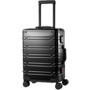 All Aluminum Carry On Luggage 22x14x9 Airline ApprovedZipperless Luggage Premium Aluminum Suitcase Luggage, Hard Shell Carry On Luggage with Spinner Wheels (black, 20inch)