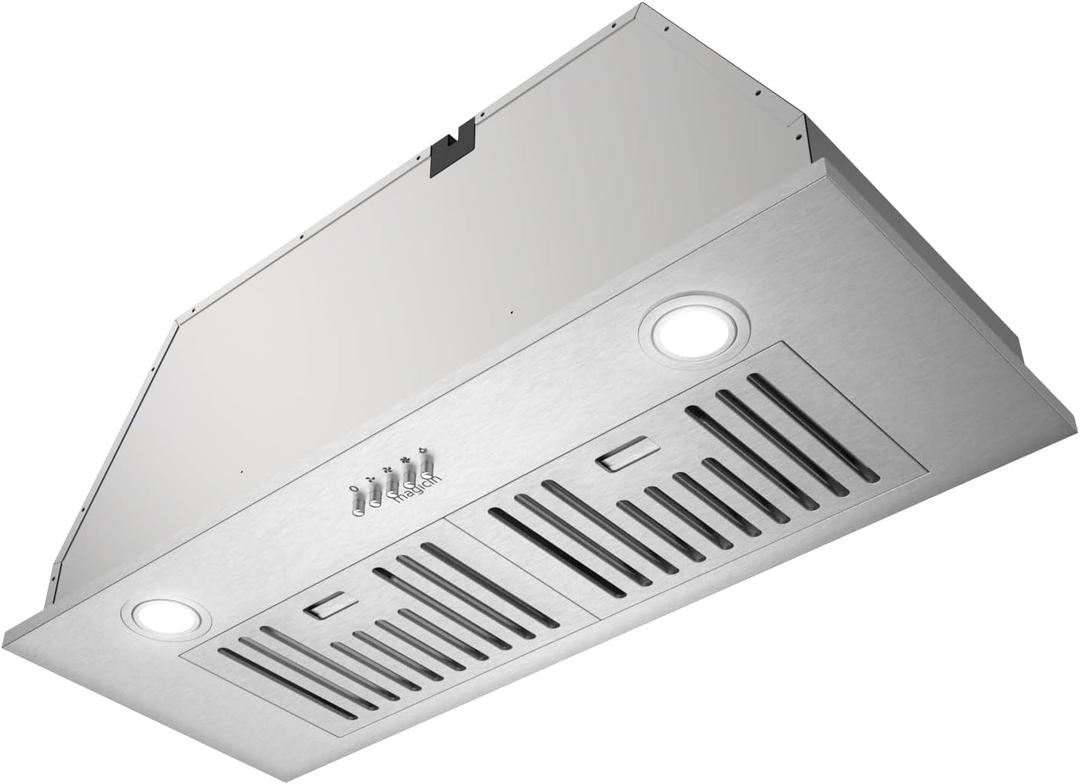 Built-in/Insert Range Hood 30 inch, 600 CFM 3 Speed Vent Hood, Ducted/Ductless Convertible, Stainless Steel Kitchen Exhaust Fan Hood with Bright LED Light, Baffle Filters and Charcoal Filters