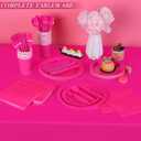 ADXCO 169 Pieces Hot Pink Party Supplies Include Paper Plates Cups Napkins Forks Knives Spoons Waterproof Tablecloth Complete Tableware for Party Decorations