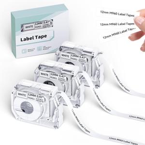 3 Pack Flexible Nylon Label Tape Replacement for P Touch M Tape MK231 M-K231 M-K231 MK-231,12mm 0.47 Inch Label Tapes Compatible with Brother Ptouch PT-65 PT-70 PT-90 PT-M95 PT-85,Black on White