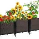 Raised Plant Box with Wheels 47.2"x15.7"x16.1", Raised Beds for Gardening Self Watering, Durable Metal Lockable Casters, Rectangular Garden Planter Perfect for Garden Patio Balcony Deck