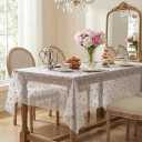 Horaldaily White Embroidery Floral Spring Summer Gauze Tablecloth 60×140 Inch Rectangular, Wildflower Seasonal Tulle Table Cover, Garden Party Decor for Wedding, Party, Holiday Dining
