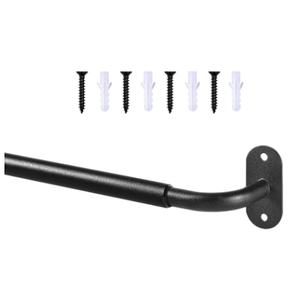 French Door Curtain Rod Adjustable 18"-32", Wrap Around Cafe Curtain Rod 3/4" Diameter, Screwed Sash Curtain Rods for Door Window, Black, 1 Pack