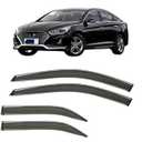 WGGDRAQQ 4Pcs Window Visor Rain Guard Deflector for Hyundai Sonata 2015-2019 Chrome Trim Black