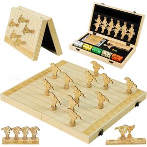 Horse Race Board Game, Magnetic Horse Racing Game with 100 Chips, 12 Magnet Wooden Horses, 2 D12 & 2 Cards, Thickened Solid Wood Horse Game Set Luxury Board Games for Family Nights Party Gifts