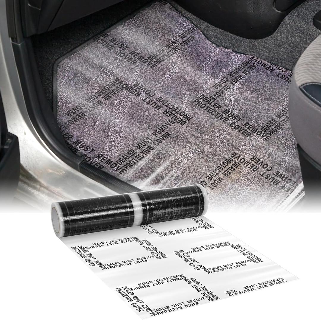 Nuanchu 4 mil Auto Adhesive Plastic Floor Mat 21" x 200' Car Care Products Carpet Protector Film Roll Sticky Car Floor Mats Perforated Protector Cover Sheets Every 24", 150 Mats Per Roll
