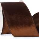 Ribbli Brown Velvet Wired Ribbon 4 Inch Velvet with Satin Christmas Ribbon for Gift Wrapping Christmas Tree Decoration Crafts Wreaths Supplies-Continuous 10 Yards